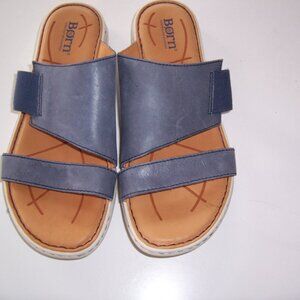 Born Blue Leather Open Toe Sandals Size 8 Excellent Condition
